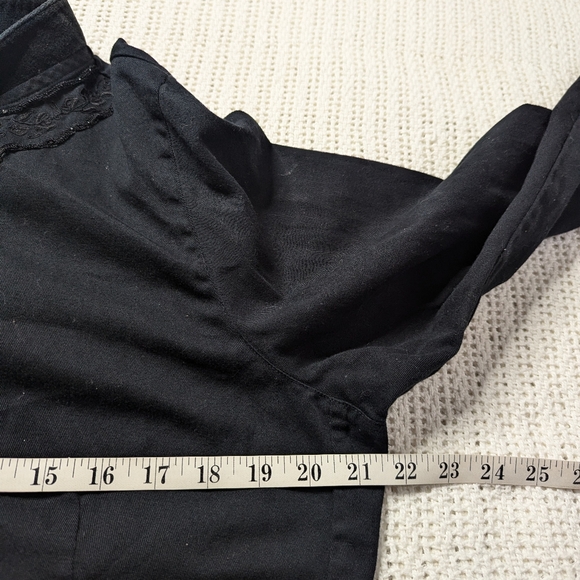 VTG Goth Kar-a-Van Embroidered Beaded Button Up Shirt LS Black Women's Large - Picture 5 of 8
